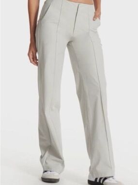 Vuori Meta Wide Leg Pants Size S Gray High Waisted Stretch Trousers Office Work